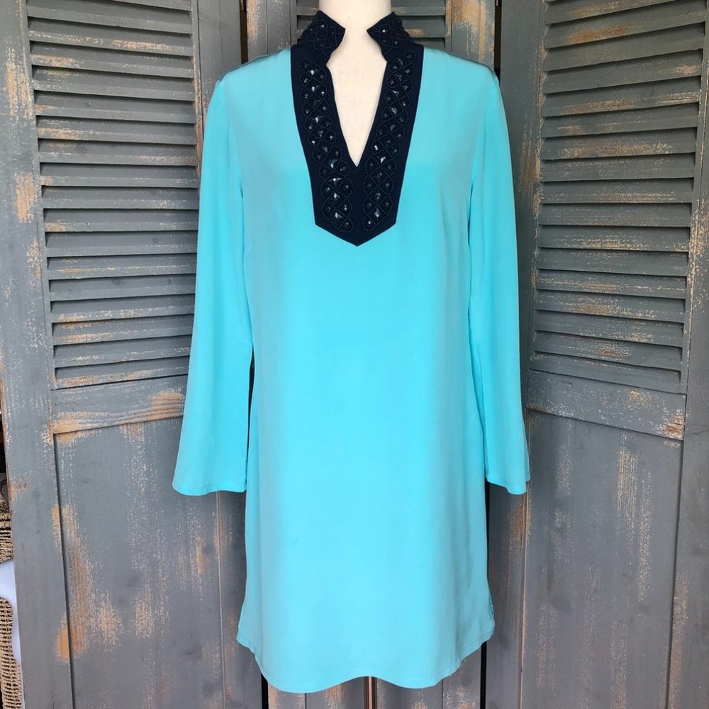 Sail to Sable Bright Bead Silk Tunic Dress Sz M
